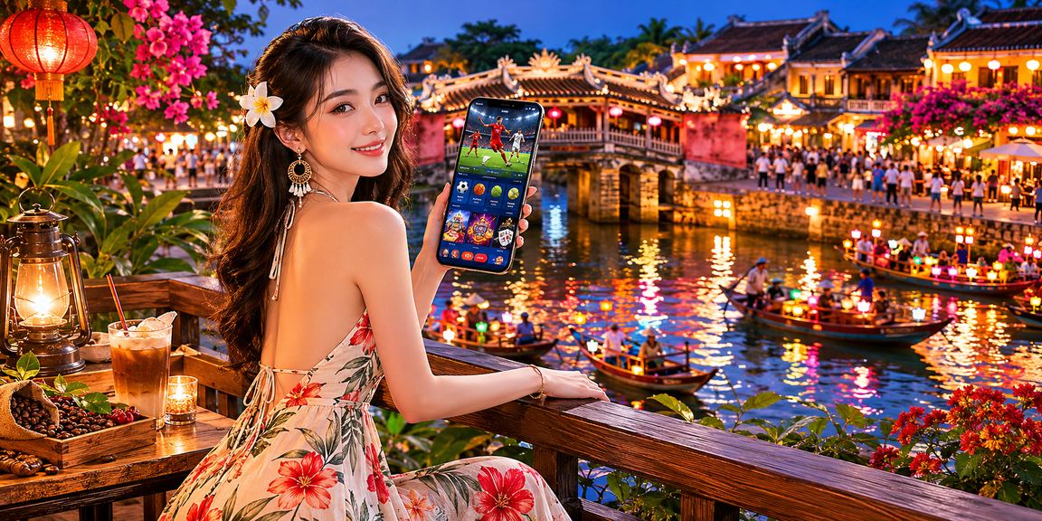 Người dùng xem kết quả cá cược thể thao bên tách cà phê tại Hội An